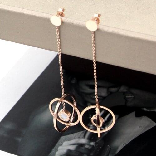 Fashion Hollow Ball Hanging Roman Numerals Black And White Double-Sided Shell Rose Gold Earrings For Women Jewelry Wholesale