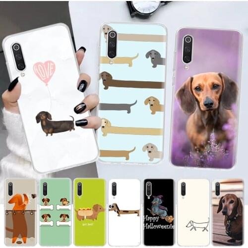 Dachshund Silhouette Puppies Dog Soft Cover Phone Case For Xiaomi Note 10 Mi 11 9 8 CC9 9T 10T A1 A2 A3 F1 F2 X3 NFC Pro Lite 5X