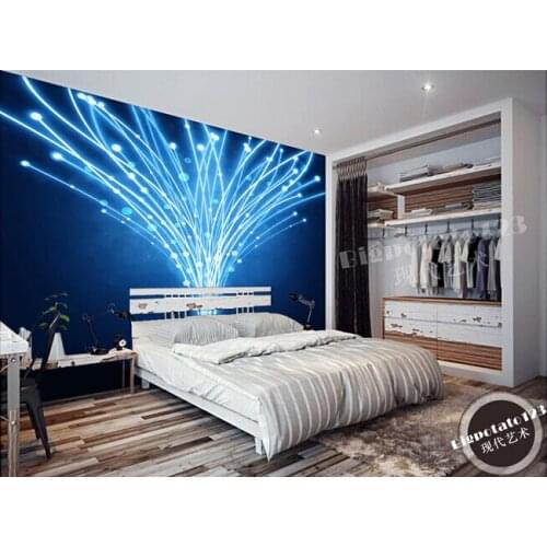 The latest custom 3D murals, blue fantasy dynamic line abstract wallpaper, KTV bar background wall paper