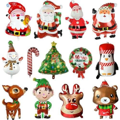 New 1pc Christmas Cartoon Aluminum Balloons Santa Claus Foil Balloons Party Decoration Air Balloon Xmas Ornament Childrens Toys