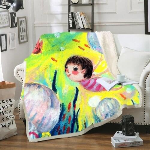Cartoon Pig Print Blanket 3D Fairy Forest Throw Blanket Thickening Warm Blanket 3D Printing for Bedroom Sofa Blanket