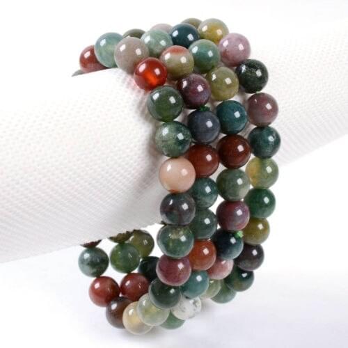 Wholesale 5PCS 8mm Fashion Indian agates round beads stretchable bracelet 7.5"