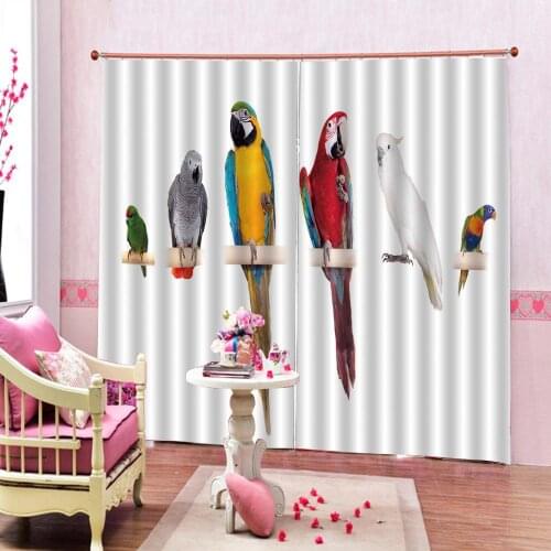 Creative Design Shower Curtains Birds Parrot Prined Simple Style Living room bedroom Blackout Curtain with Hooks