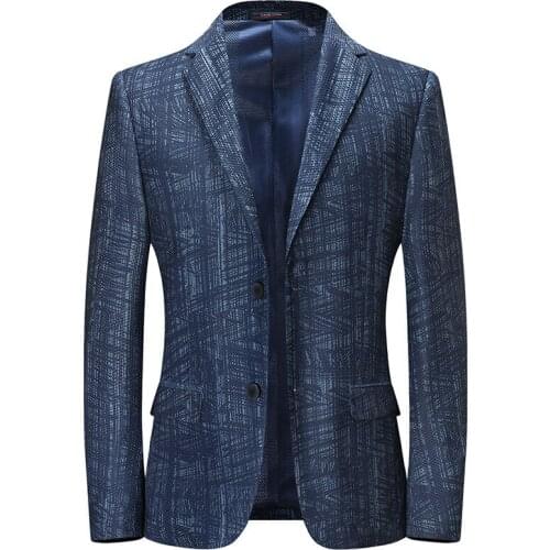 Suit Men Jacket Summer Business Thin Breathable Blazer Slim Fit New Fashion Formal Casual Work Daily Life Single 2 Buttons Blue