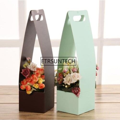 Portable Flower Basket Folded Paper Flower Packaging Gift Box Wedding Home Decoration Packing Florist Packing 50pcs