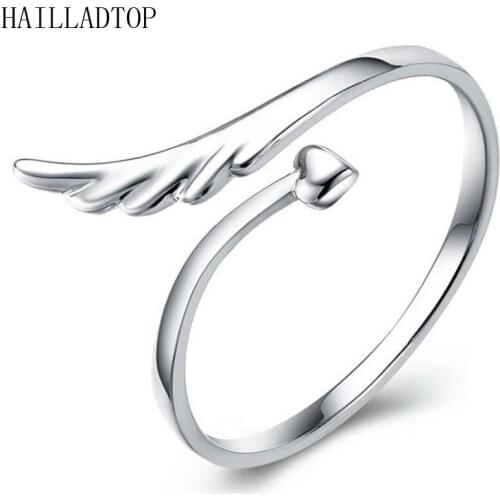 Silver Plated Women Mens Rings Angle Wing Ringen High End Open Design Mirror Surface Rings Vintage Retro Wings Ring Adjust