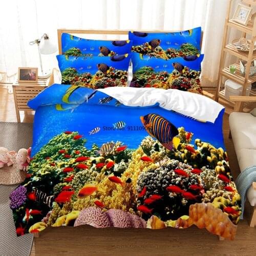 Underwater Water World Bedding Set Duvet Cover Set 3d Marine Organism Bedding Digital Printing Bed Linen Queen Size Bedding Sets
