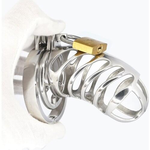 Stop Masturbation Chastity Device Cock Cage Lock With Spiked Lockable Penis Ring Sleeve Prison BDSM Adult 18+ Sex Toys For Men