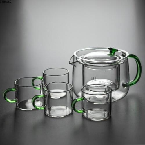 Transparent Glass Teapot High Temperature Resistance Infuser Filter Flower Tea Pot Coffee Glass Maker Convenient Office
