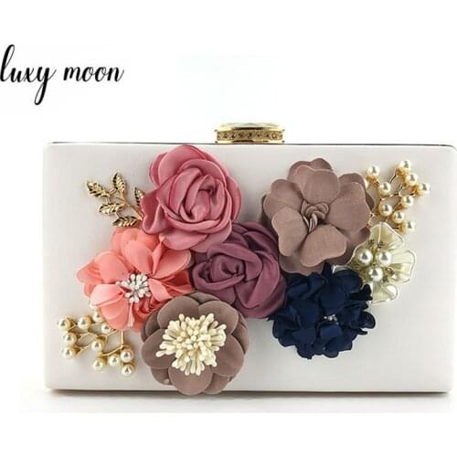 Handmade Flower Clutch Bag Wedding Bridal Clutch Purse Luxury Handbags Women Bags Designer PU Leather Shoulder Bag ZD1357