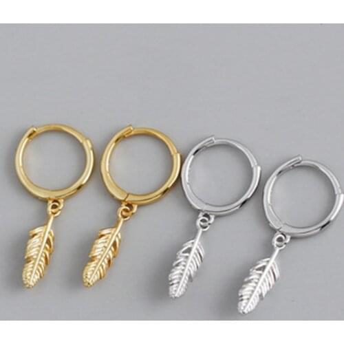 XIYANIKE Cерьги 2021 Tренд 925 Sterling Silver Leaf Pendant Round Earring For Female Fashion Retro Temperament All-match Jewelry