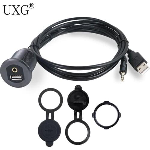 Led light USB &3.5mm AUX Extension Flush Mount Cable, 1/8 AUX Car Bike Boat Motercycle Lead 1m