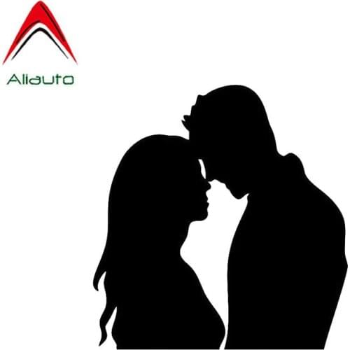 Aliauto Vinyl Decor Car Sticker Couple Love Man Woman Together Forever Kiss Waterproof Reflective Decal Black/Silver,14cm*14cm