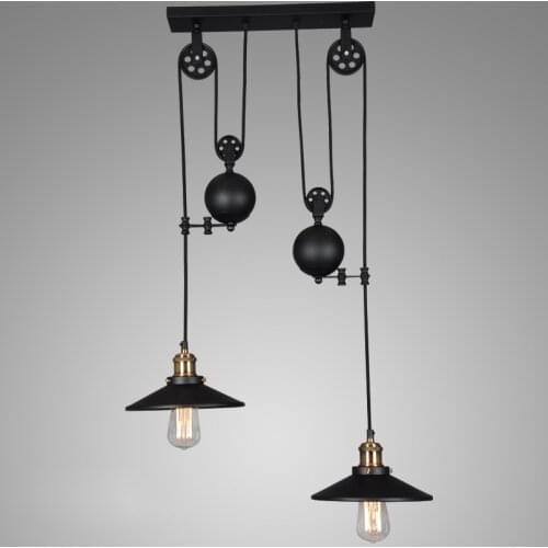 Loft vintage black Iron Pulley pendant lights Bar Kitchen Home Decoration E27 Edison Light Fixtures