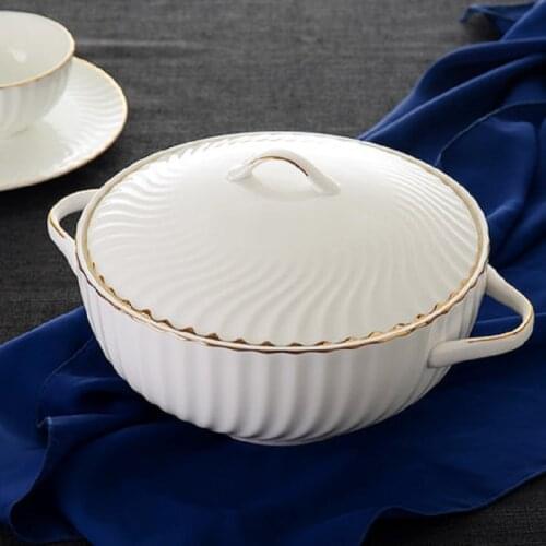 Western Flat Plate Shallow Plate Household Golden Edge Plate Western Dinner Plate European Steak Plate Spaghetti Plate