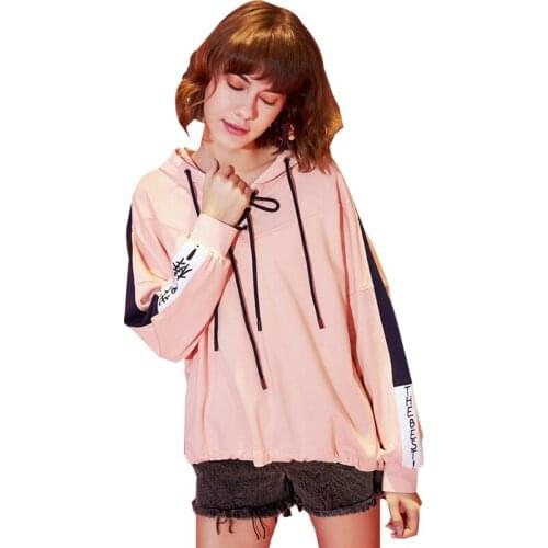 Spring Autumn Female New Pink Hooded Sweatshirts Women Fashion Embroidery Long Sleeve Tops Plus Size High Quality Pullovers Z475