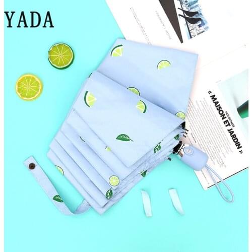 YADA Blue Grapefruit Fruit Umbrella Mini Folding Automatic Umbrellas For Girl Women Anti-UV Lovely Rain Cartoon Umbrella YD267