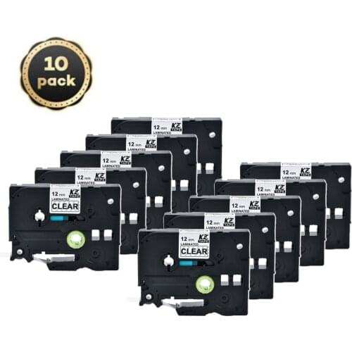 10pcs 12mm Tze131 Black on Clear Laminated Label Tape Cassette Cartridge for Brother p-touch label printers Tze-131 tze 131