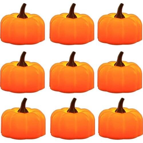12Pcs/Set Halloween Pumpkin Shape LED Candle Light Plastic LED Light Decorative Candle Lamp for Halloween Party Home Decoration
