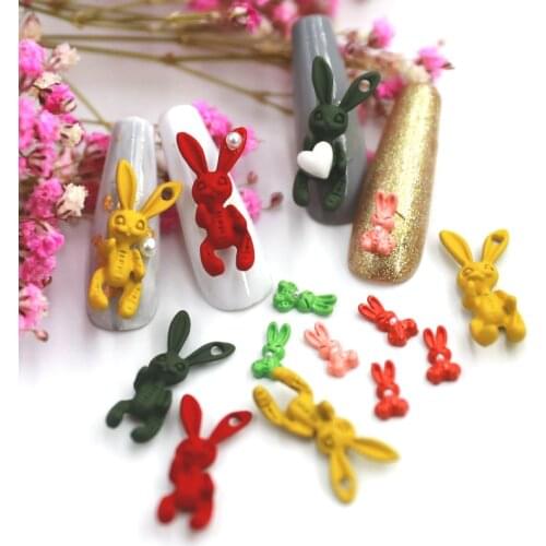 20pcs/lot Korea Alloy Nail Art Parts Kawaii Rabbit Accessories Charm Nail Deco Supplies for Professionals