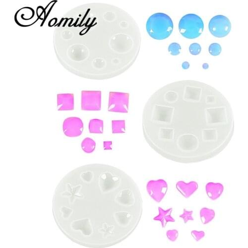 Aomily Silicone Jewelry Mold Necklace Eardrop Gemstones Fondant Cake Chocolate Mould Container Crystal Drop Resin Soap Molds
