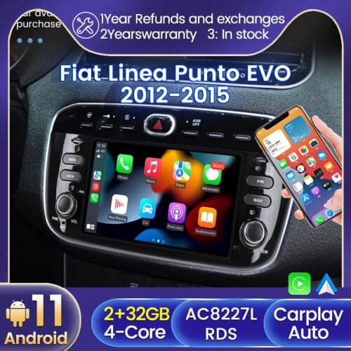 Carplay Auto Android 11 Car Radio Stereo For Fiat Linea Punto EVO 199 310 2012-2015 GPS Navigation Multimedia DVD Player WIFI BT