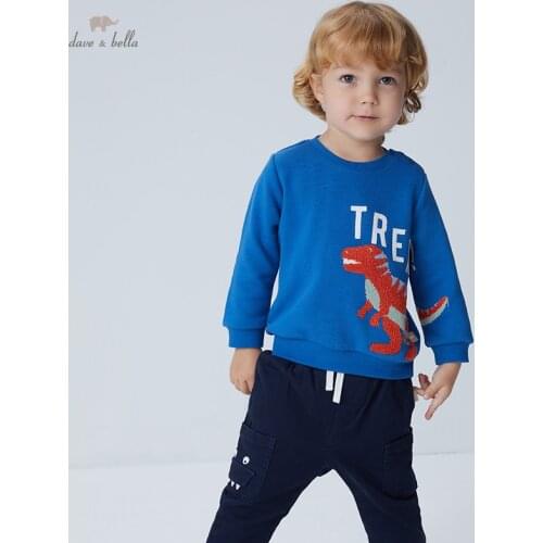 DBA18777 dave bella autumn baby boys casual cartoon letter T-shirt children tops kids boy fashion tees