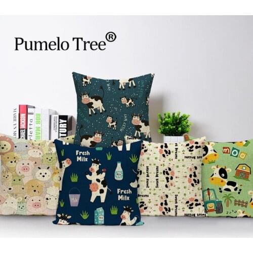 Animal Bear Print Cushion Cover Lovely Cattle Decorative Pillow Case for Chair Sofa Home Decor Bed Throw Pillows Covers 45x45cm