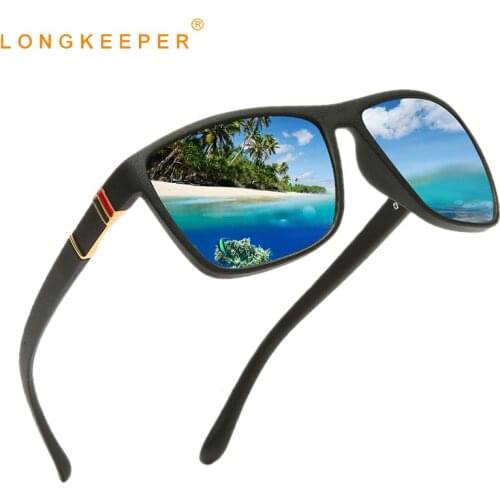 LongKeeper TR90 Square Sunglasses Men Women Polarized Sun Glasses Vintage Sport Goggles Male Fashion UV400 Driving Eyewear