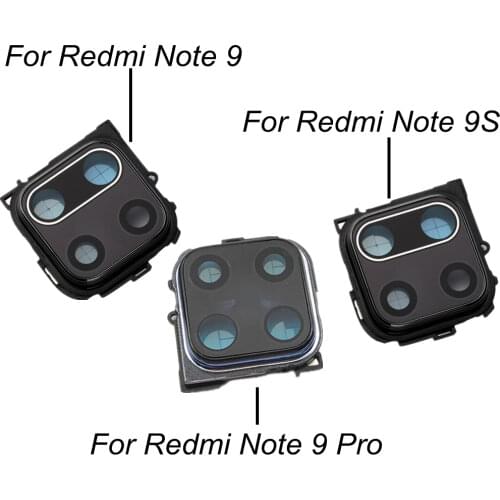 For Xiaomi Redmi Note 9 9S Pro Rear Camera Lens Glass With Frame Bezel Holder Redmi Note9 Back Camera Lens Glass Replacement