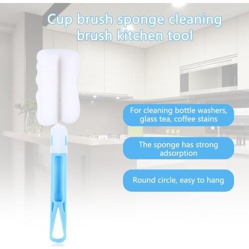 Cup Brush Kitchen Cleaning Tools Long Handle Drink Wineglass Bottle Glass Cup Washing Cleaning Blue Sponge Brushes Cleaner