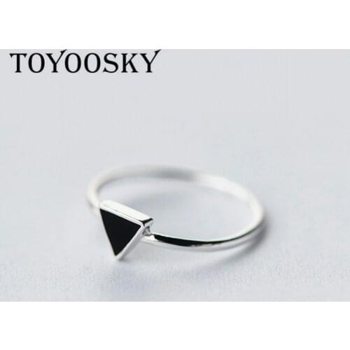 Simple 925 Sterling Silver Geometry Triangle Rings For Women Girls Gift Opening Ring Vintage Sterling-silver-jewelry