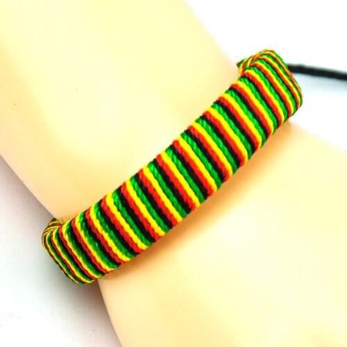 Handmade Leather Bracelet Wristband African Drum Musician Deco Colorful Stripes