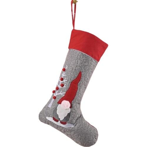 Creative Forester Christmas Stockings New Red Gray Faceless Doll Christmas Stocking Festival Decoration 2021 New Arrivals