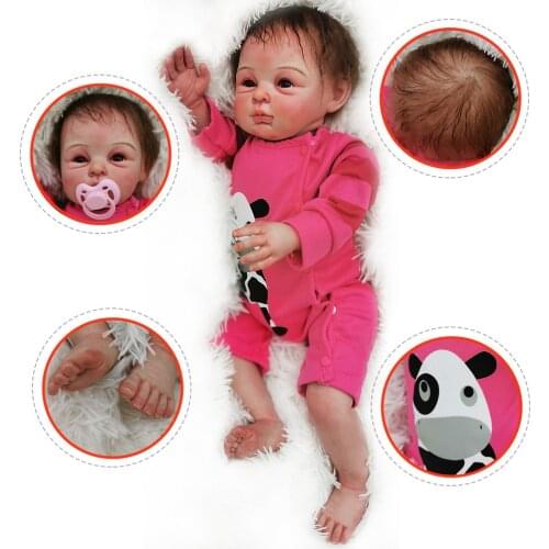 22 Inche Rebirth Baby Doll Made of Vinyl Rubber Limbs Cotton Body Cannot Be Bathed Reborn Baby Doll High Quality Realistic Baby