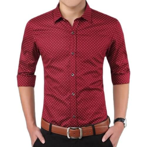 2021 Men Long Sleeved Shirt Fashion Casual PrintedSlim Fit Male Social Business Dress Shirts Male Brand Clothe 3XL 4XL 5XL