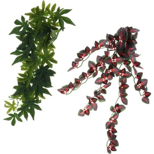 Pack of 2 Aquarium Tank Terrarium Plants Decorative Ornament for Reptiles Indoor Outside Home House