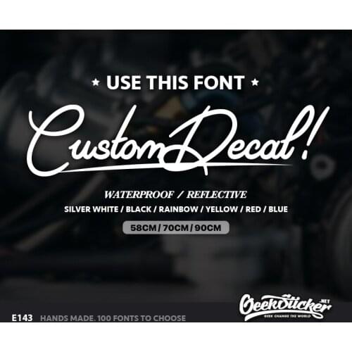 Geeksticker Customized 100 Fonts Car Decal TEXT Stickers Personalized Windowshield Name Lettering Decal For golf 4 golf 7 golf 5