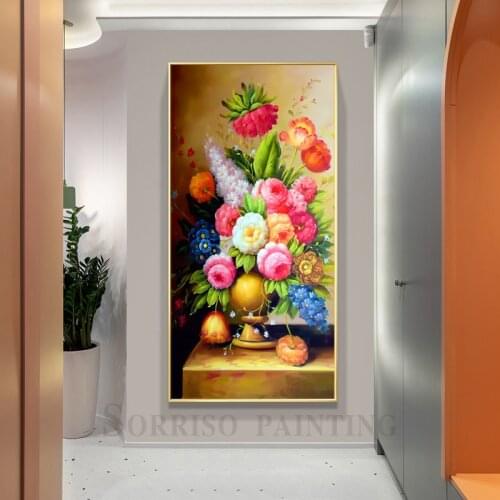 Europe Classical Retro Flowers Hallway Wall Art Canvas Oil Painting For Living Room Posters Prints Pictures Home Dining Decor