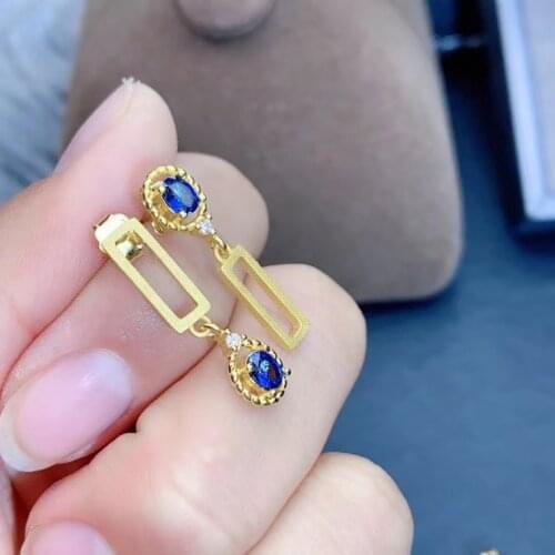 Natural And Real Sapphire Earring 925 sterling silver Fine jewelry For men women