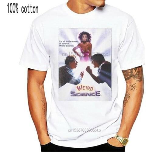2018 New Pure Cotton Sleeves Hip Hop Fashion Weird Science T Shirt Movie Poster Retro 1980 100% Cotton White Tee Spa118