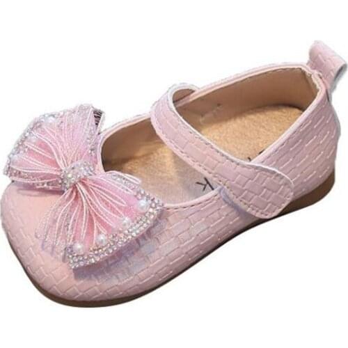 2021 Autumn Soft-soled Single Shoes Girls Leather Shoe Princess Girls Fashion Bowtie Kids Loafers