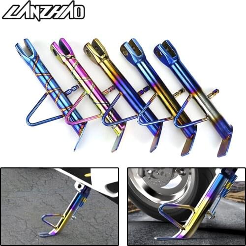 Bluing Motorcycle Stainless Steel Side Stand Kickstand with Spring Universal for Harley Kawasaki Yamaha Piaggio Honda Hyosung