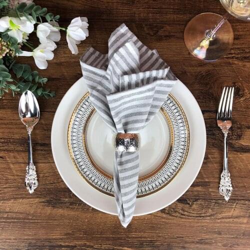 Striped Cloth Napkins 44x44cm cotton linen Napkins Dinner table Napkins