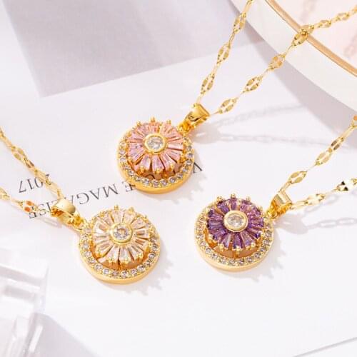 Rotate Color Crystal Rhinestone Choker Necklace for Women Gril Gold Pink Purple Color Chain Punk Gothic Chokers Jewelry