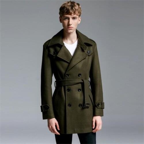 Casual woolen coat men Double-breasted loose trench coats long sleeves overcoat mens cashmere coat casaco masculino england