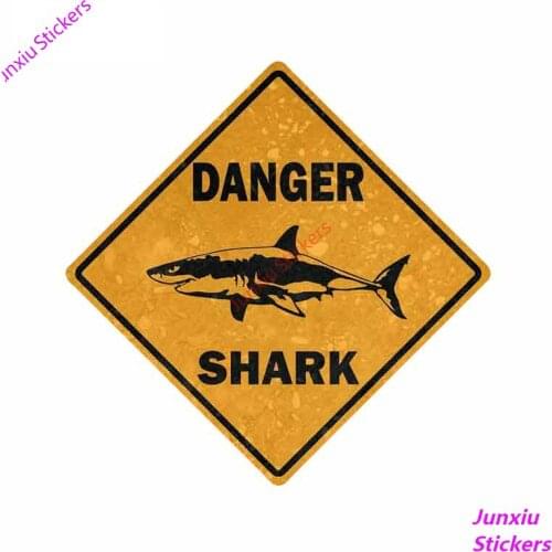 Warning Car Sticker Car Bike Motorcycle Danger Sign Shark Area Surf Vinyl Ecals Waterproof Decor Car Accessories PVC13x13cm