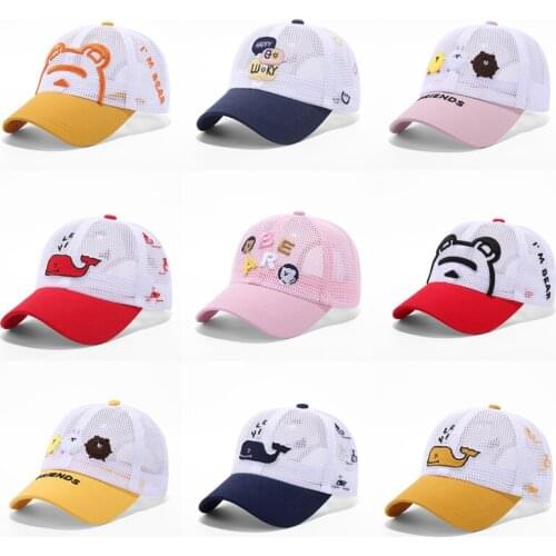 Mesh Childrens Cartoon Animal Bear Baseball Cap Summer Breathable Stretch Cap Outdoor Sports Sun Hats For Boys Girls Gorras
