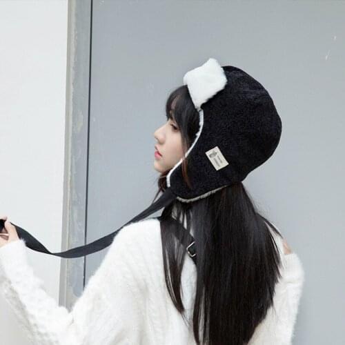 Thickened Warm Bomber Hat Female Men Student Autumn Winter Ear Protection Cap Girl Retro Corduroy Korean Cute Fashion Hats H7315
