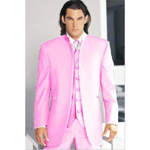 Custom Made Groom Tuxedo Groomsmen Mandarin Lapel Wedding/Dinner/Evening Suits Best Man Bridegroom (Jacket+Pants+Vest)